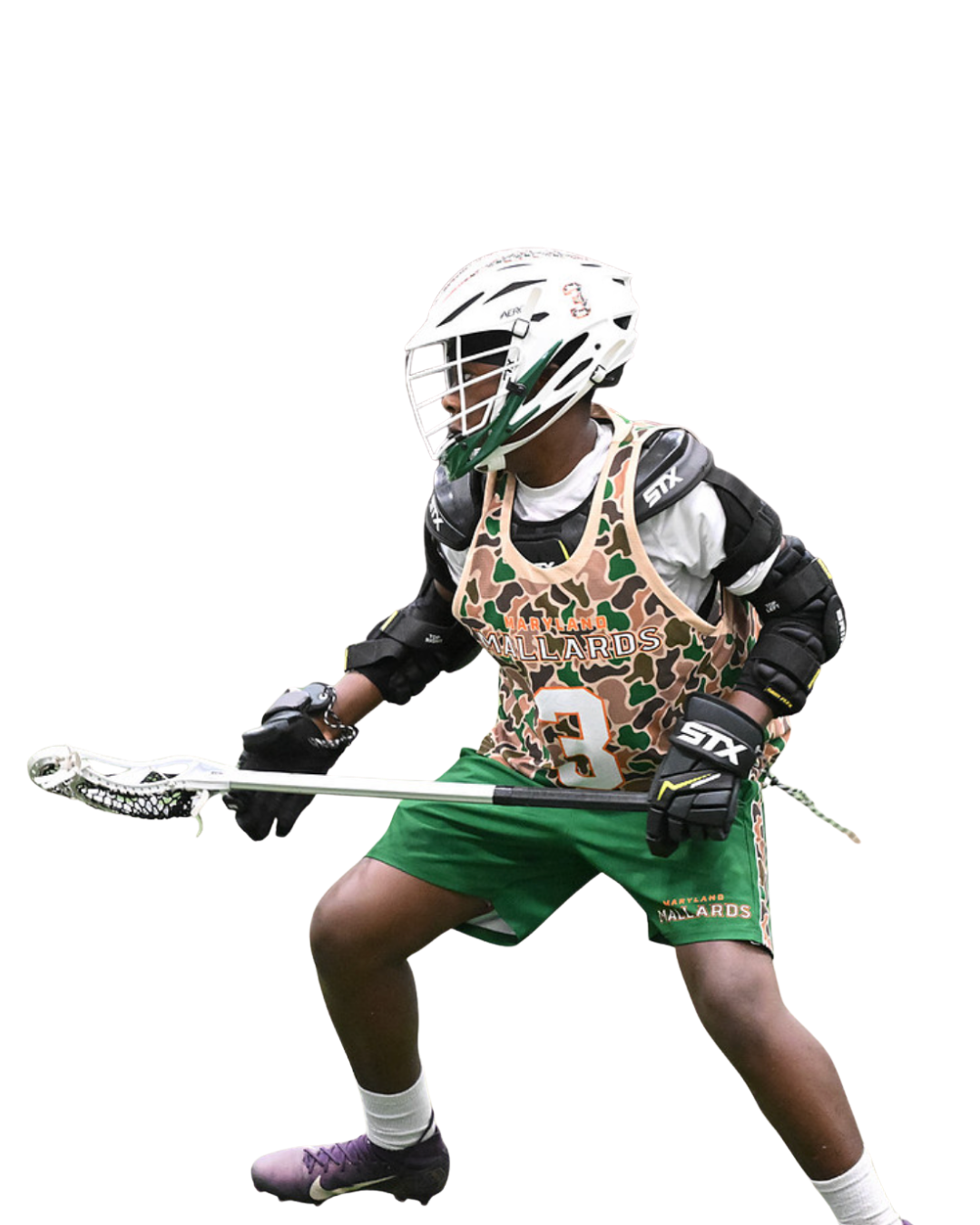 Mallards player #3 in camo jersey